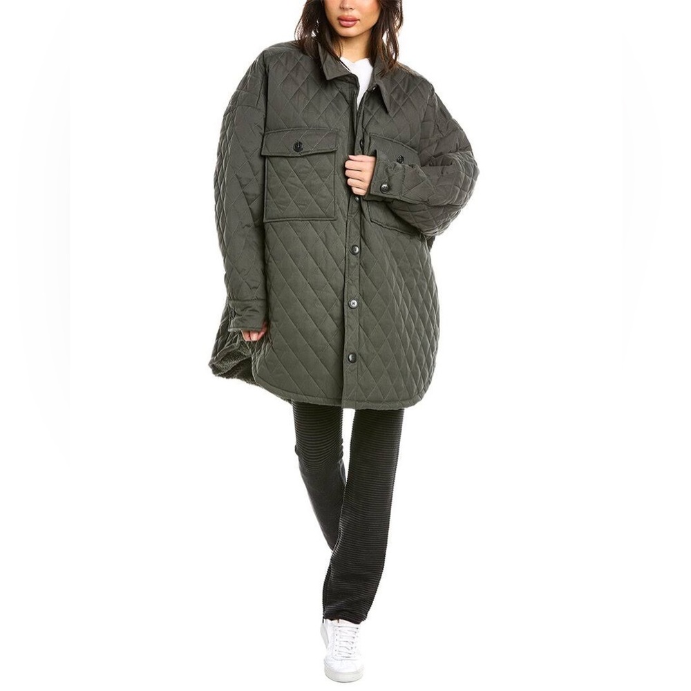 NWOT Green Good American Quilted Sherpa Coat - SZ 0 (XL)